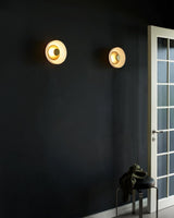 Solara Minimalist Circular LED Wall Sconce with Glass Shade for Bedroom and Hallway