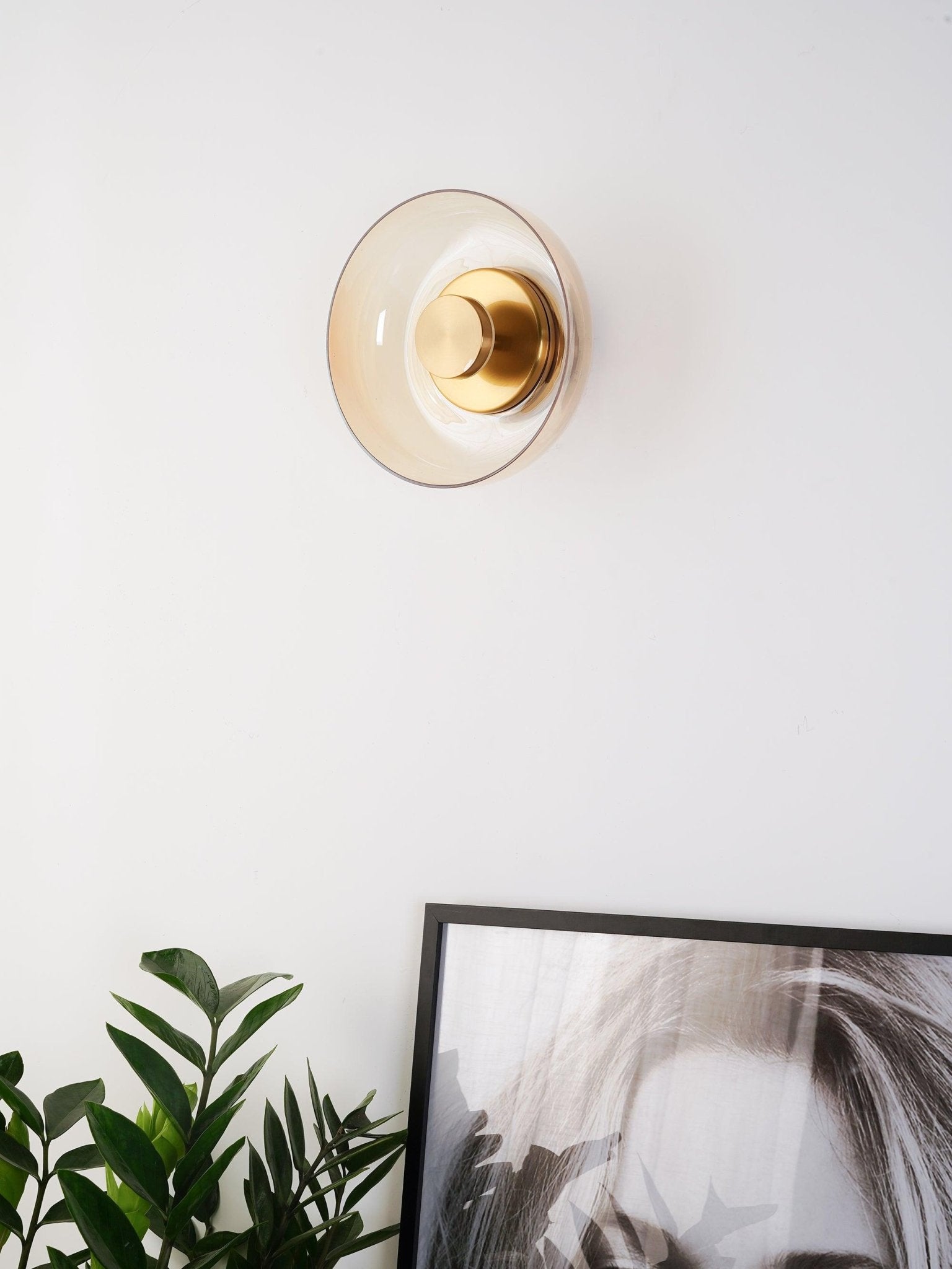 Solara Minimalist Circular LED Wall Sconce with Glass Shade for Bedroom and Hallway