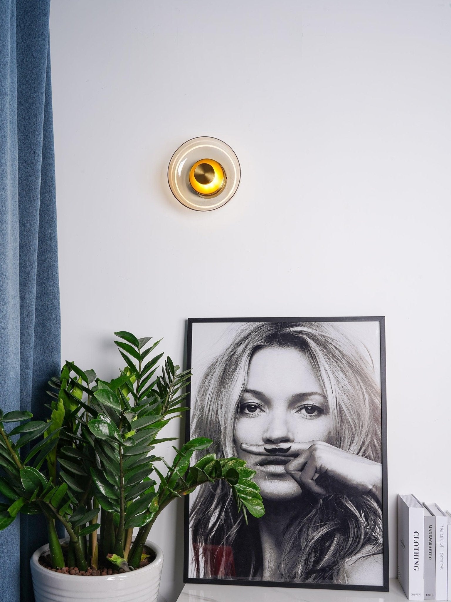 Solara Minimalist Circular LED Wall Sconce with Glass Shade for Bedroom and Hallway