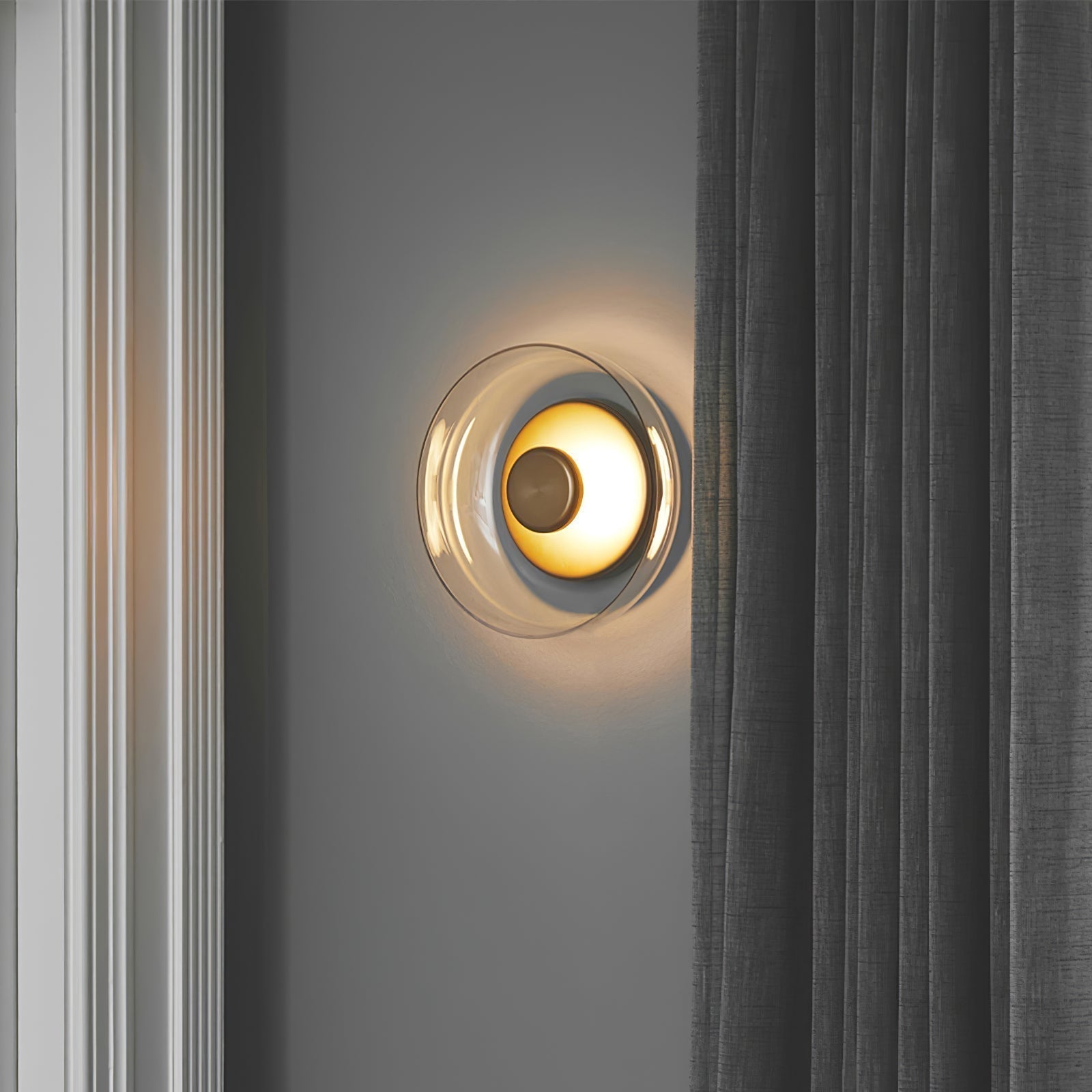 Solara Minimalist Circular LED Wall Sconce with Glass Shade for Bedroom and Hallway