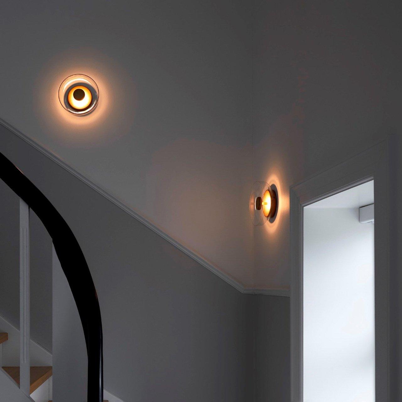 Solara Minimalist Circular LED Wall Sconce with Glass Shade for Bedroom and Hallway