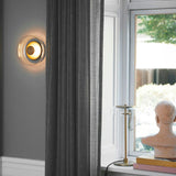 Solara Minimalist Circular LED Wall Sconce with Glass Shade for Bedroom and Hallway