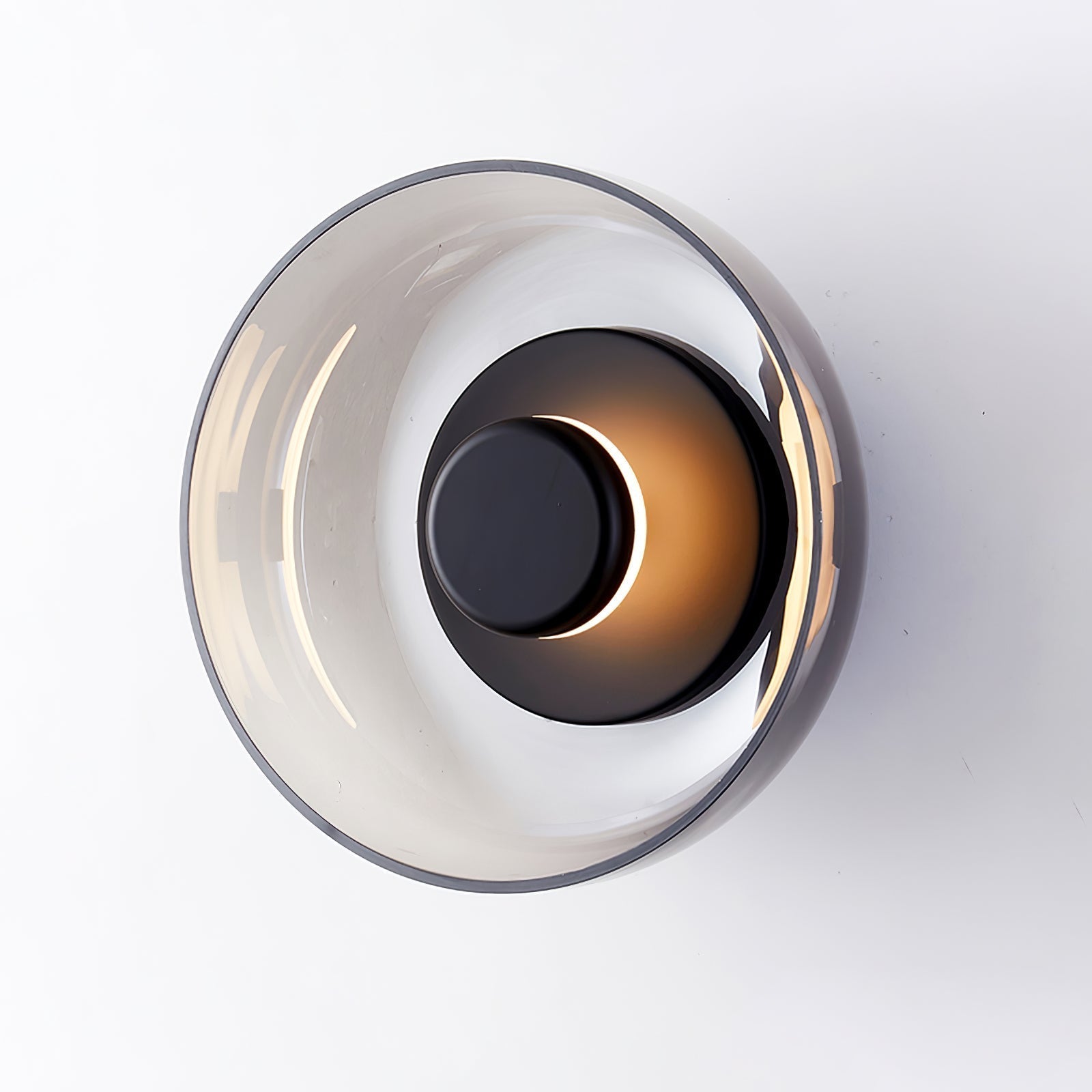 Solara Minimalist Circular LED Wall Sconce with Glass Shade for Bedroom and Hallway