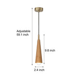 Solid Wood and Copper Cone LED Pendant Light Three Step Dimming Modern Hanging Lamp