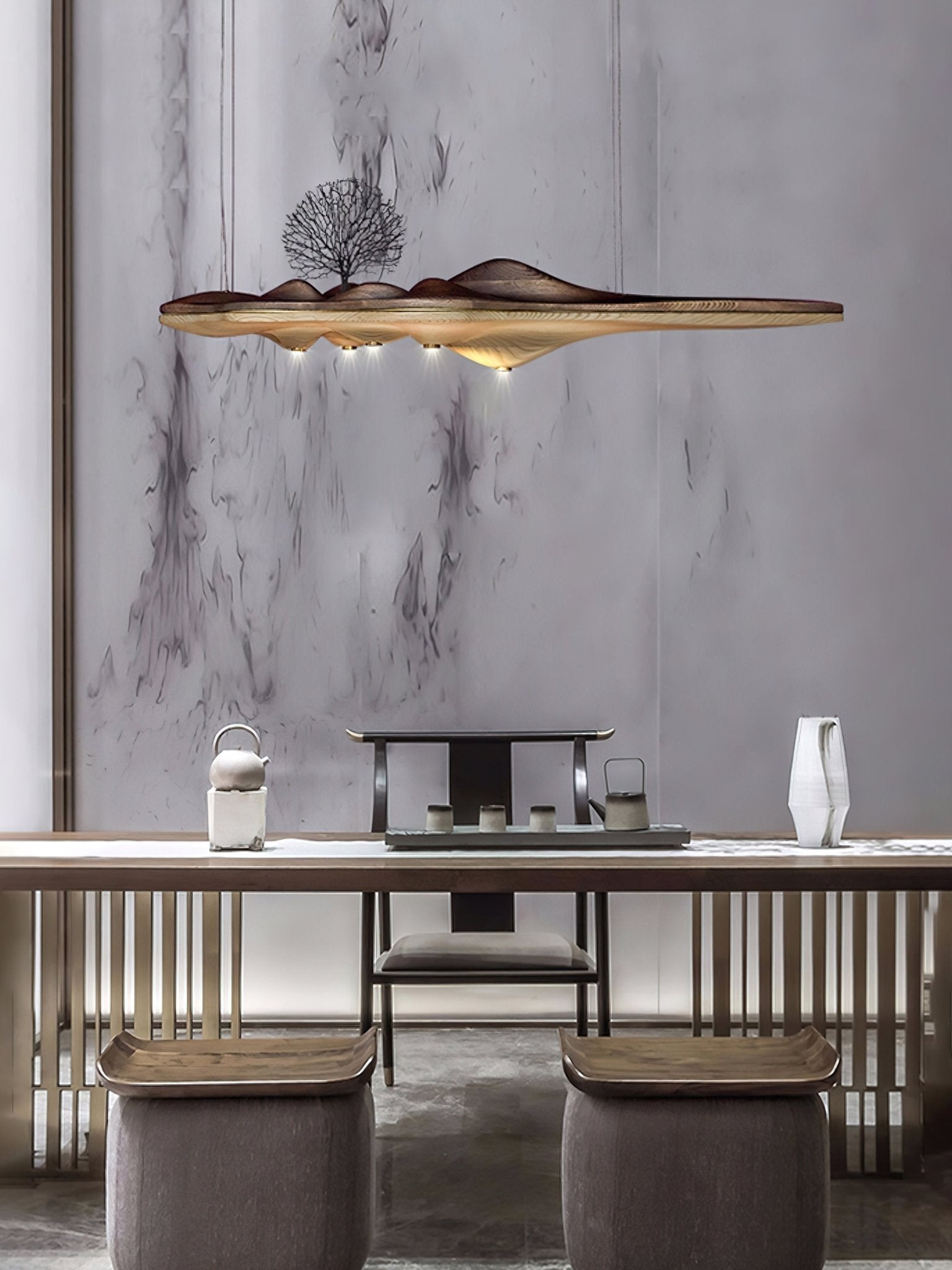 Solitude Wooden LED Pendant Light Modern Island Hanging Lamp for Dining Room and Office