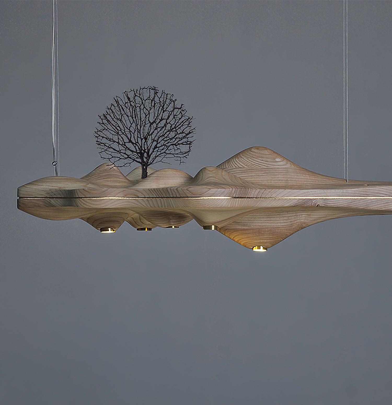 Solitude Wooden LED Pendant Light Modern Island Hanging Lamp for Dining Room and Office