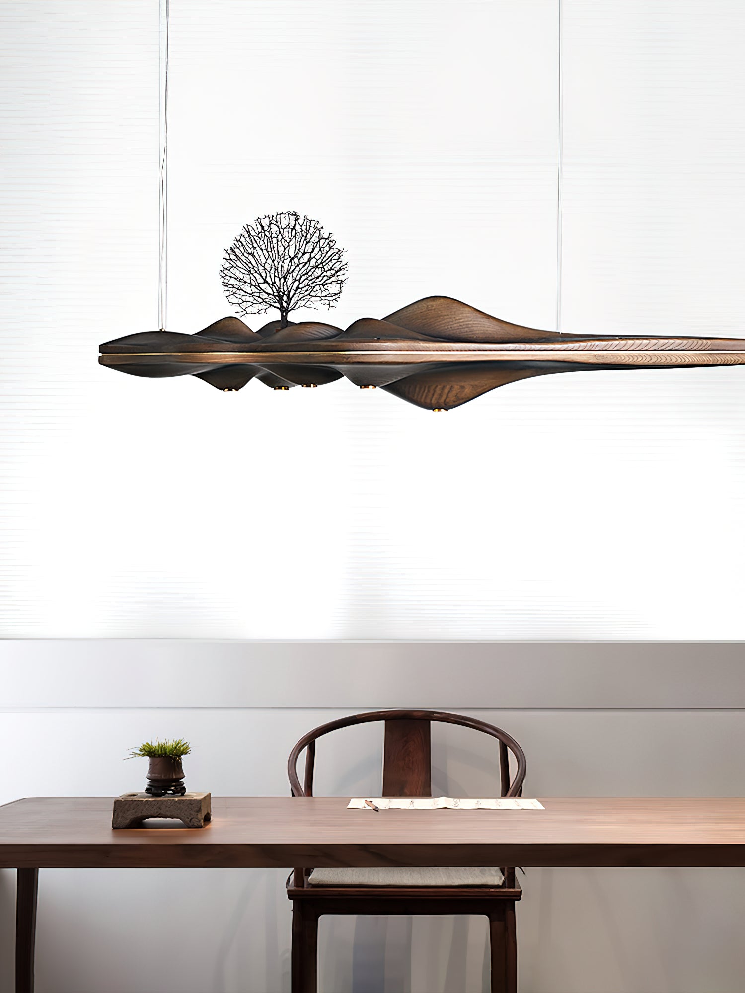 Solitude Wooden LED Pendant Light Modern Island Hanging Lamp for Dining Room and Office