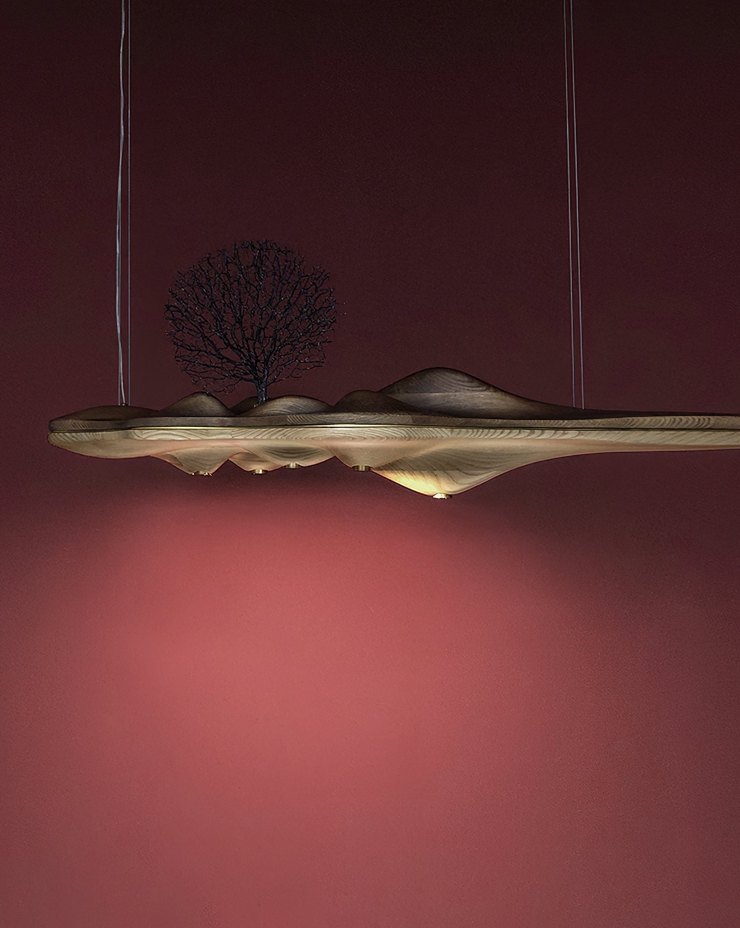 Solitude Wooden LED Pendant Light Modern Island Hanging Lamp for Dining Room and Office