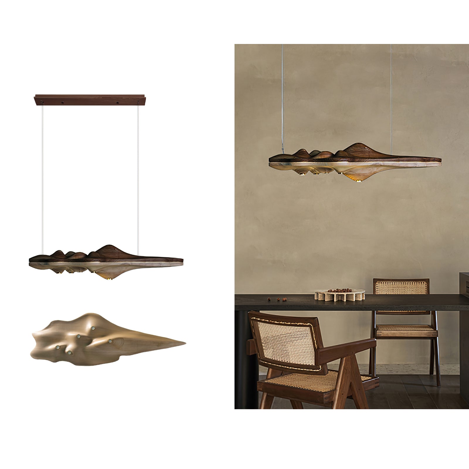 Solitude Wooden LED Pendant Light Modern Island Hanging Lamp for Dining Room and Office