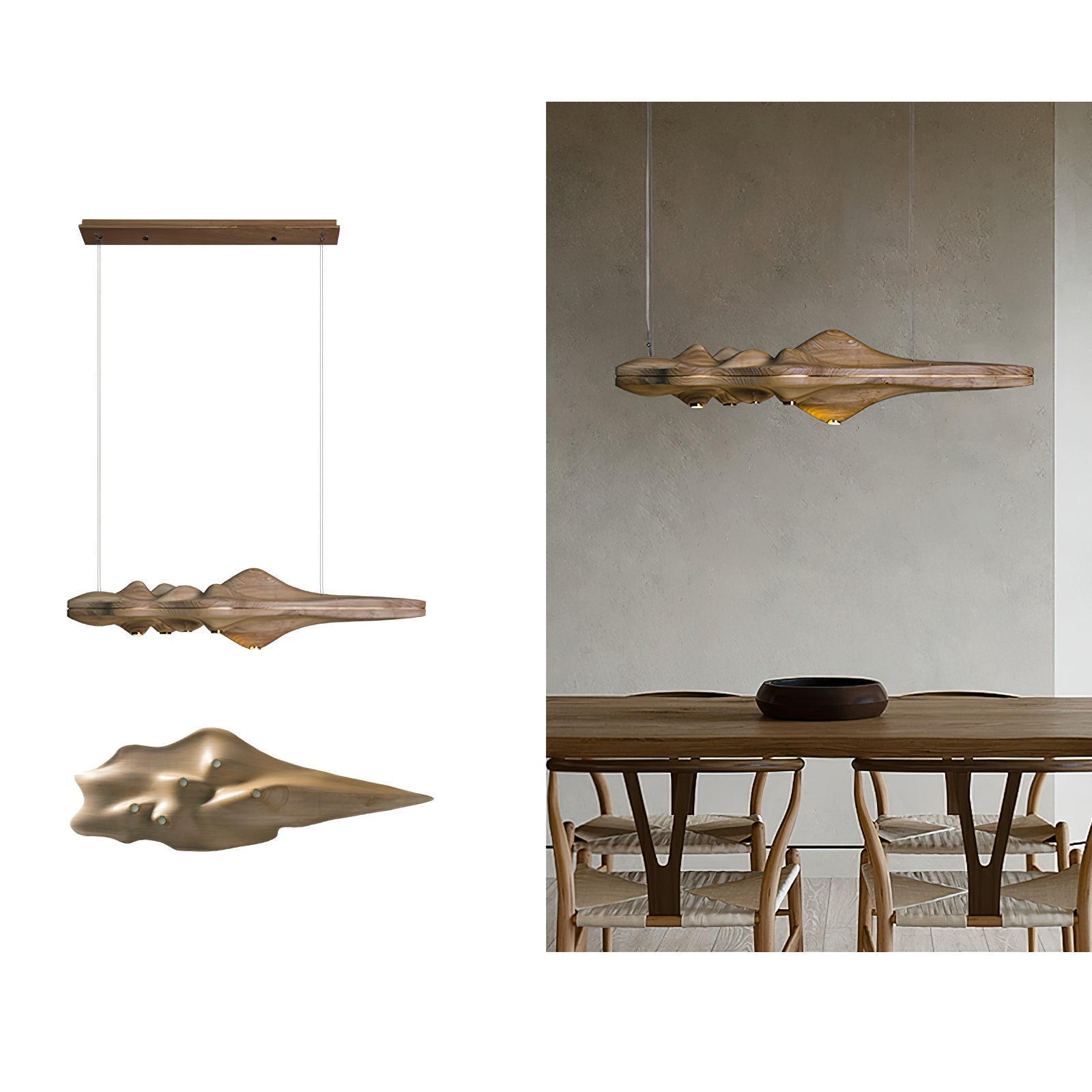 Solitude Wooden LED Pendant Light Modern Island Hanging Lamp for Dining Room and Office