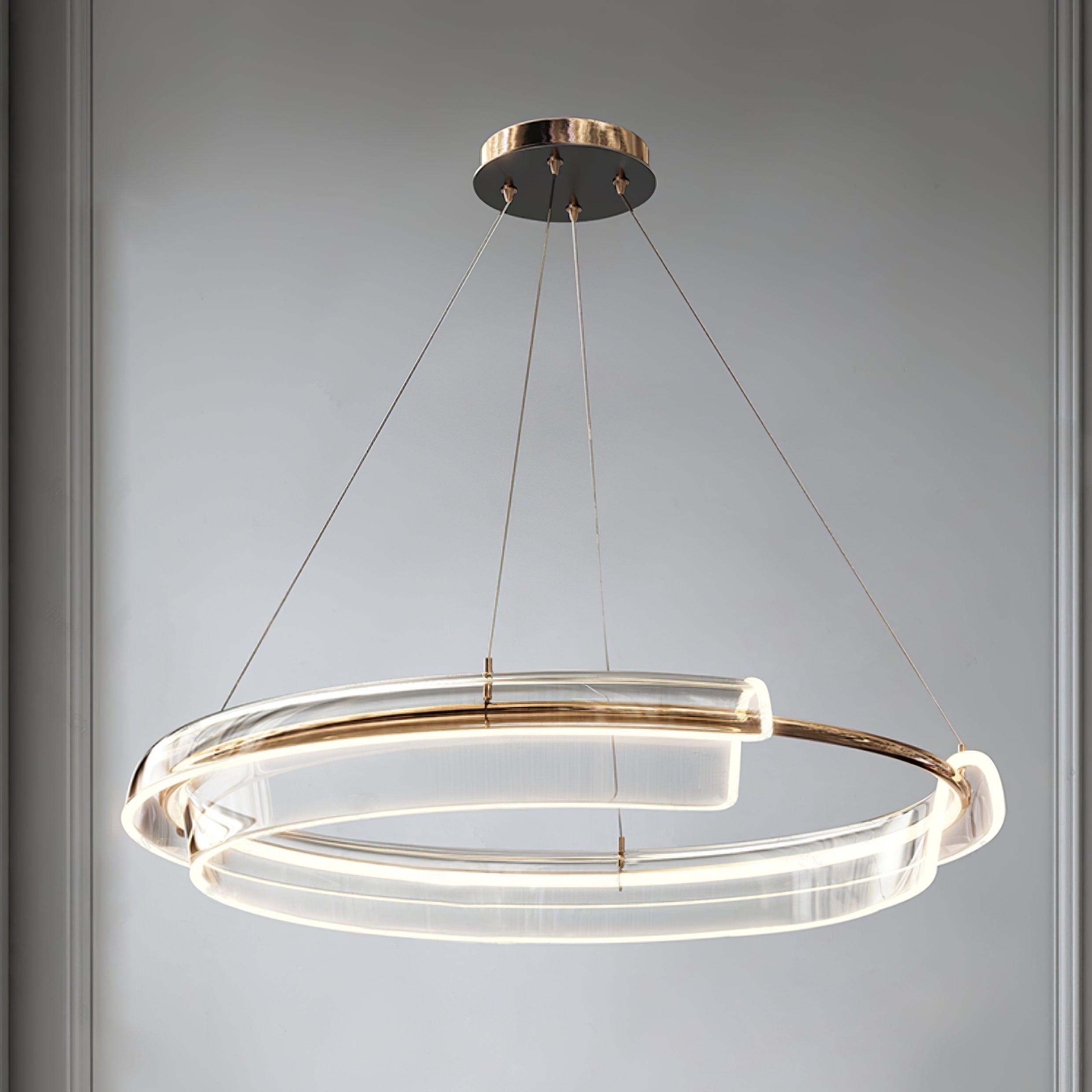 Solstice Hand Poured Art Glass LED Chandelier Modern Gold Pendant Light Fixture