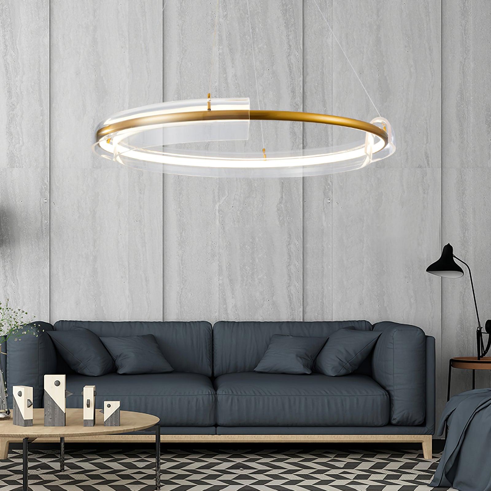 Solstice Hand Poured Art Glass LED Chandelier Modern Gold Pendant Light Fixture