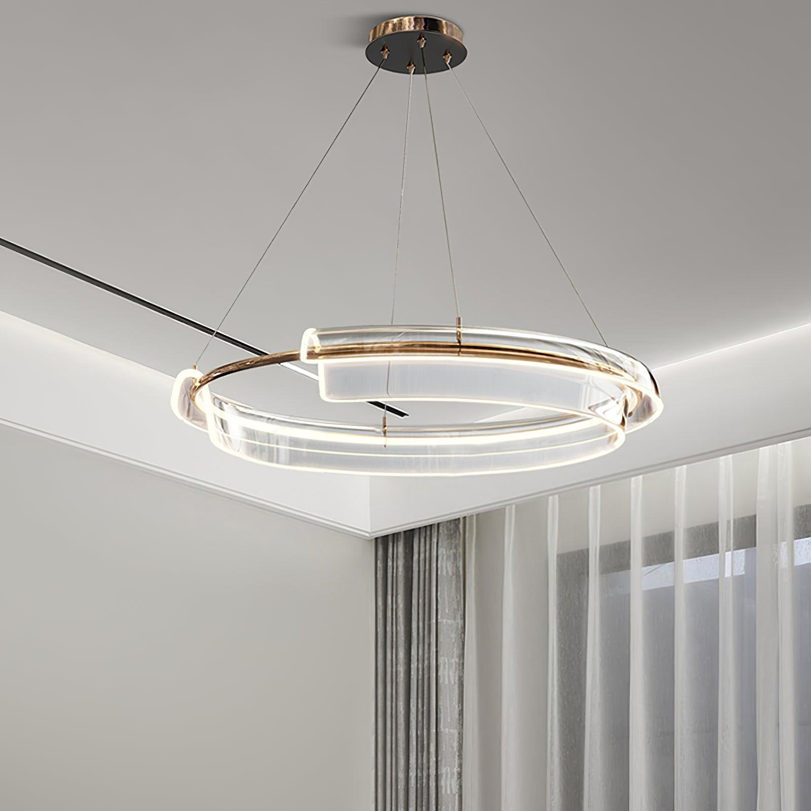 Solstice Hand Poured Art Glass LED Chandelier Modern Gold Pendant Light Fixture