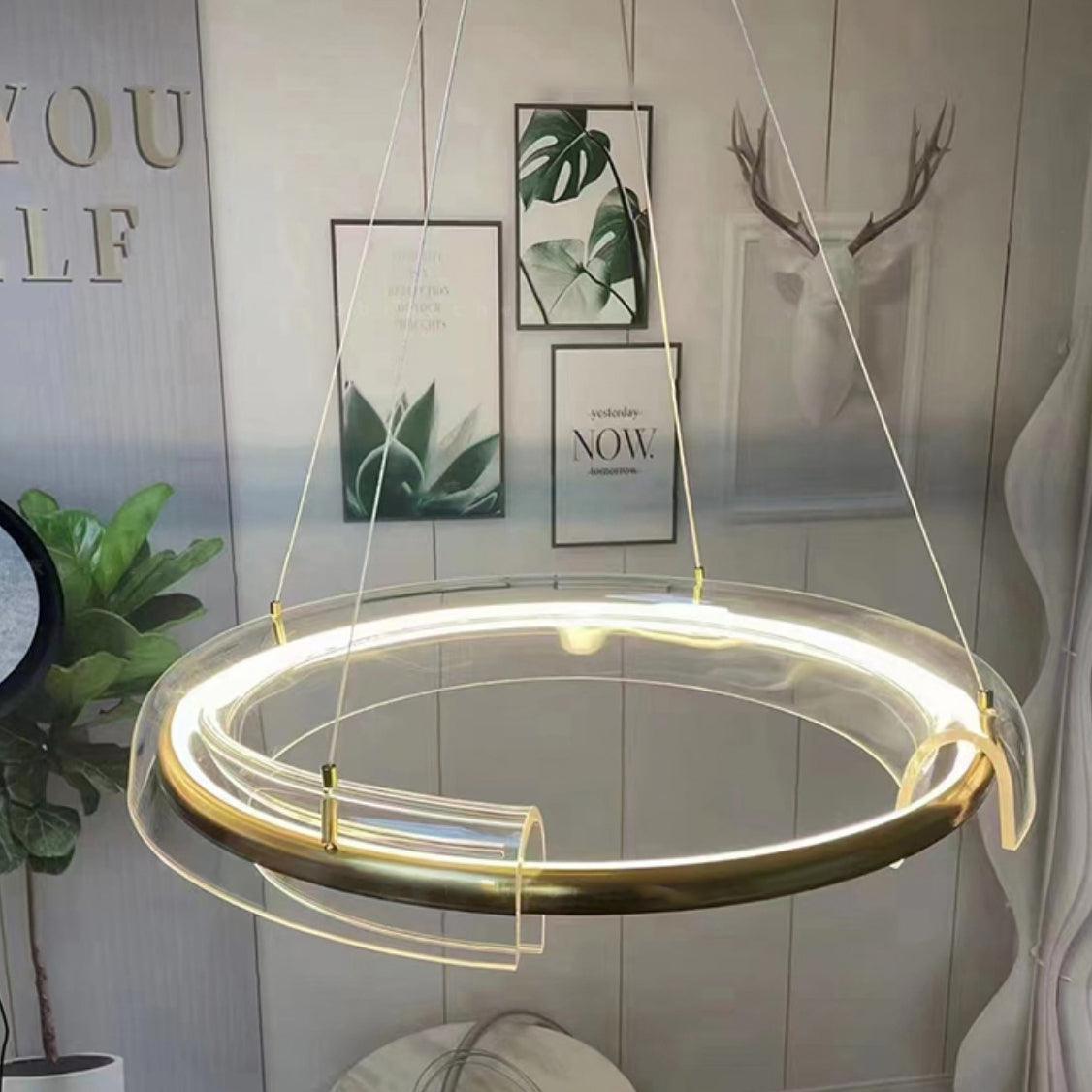 Solstice Hand Poured Art Glass LED Chandelier Modern Gold Pendant Light Fixture