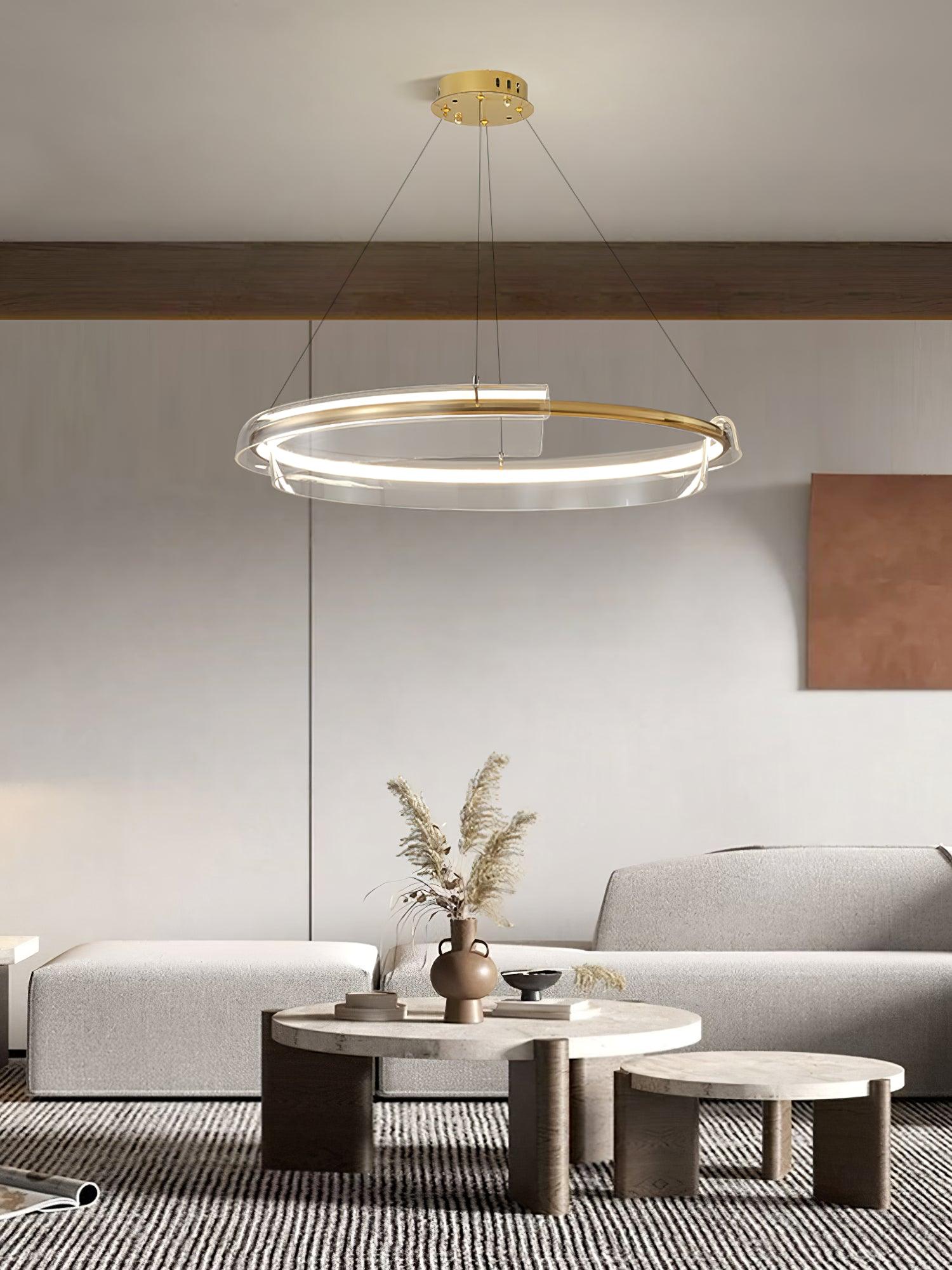 Solstice Hand Poured Art Glass LED Chandelier Modern Gold Pendant Light Fixture