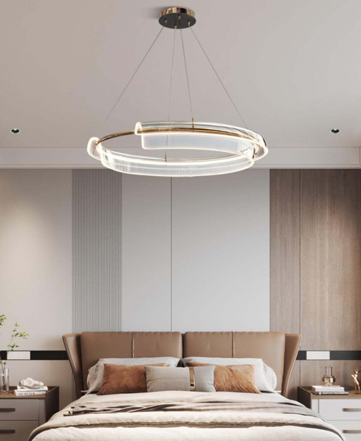 Solstice Hand Poured Art Glass LED Chandelier Modern Gold Pendant Light Fixture