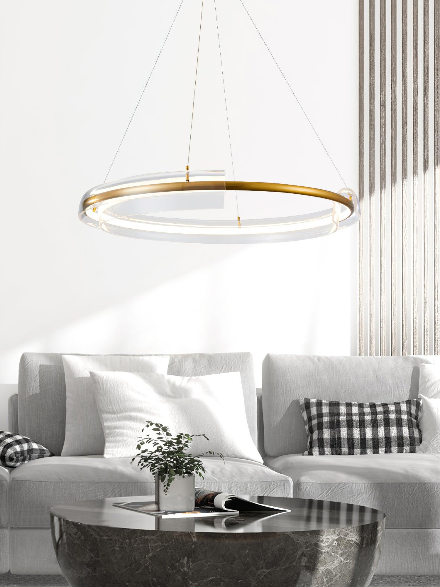 Solstice Hand Poured Art Glass LED Chandelier Modern Gold Pendant Light Fixture