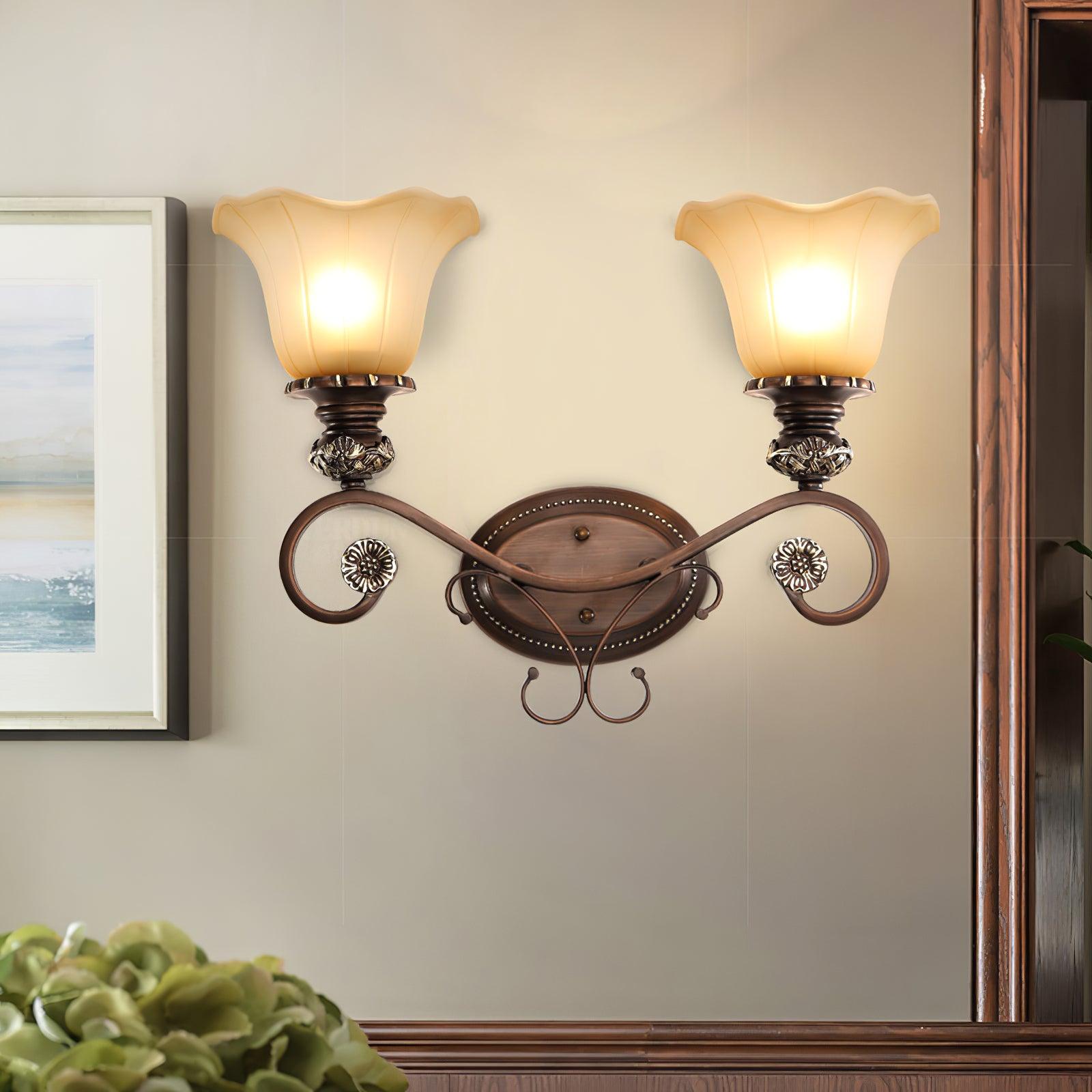 Sonoma Valley Vintage Glass Wall Lamp Brushed Copper Indoor Sconce Lighting