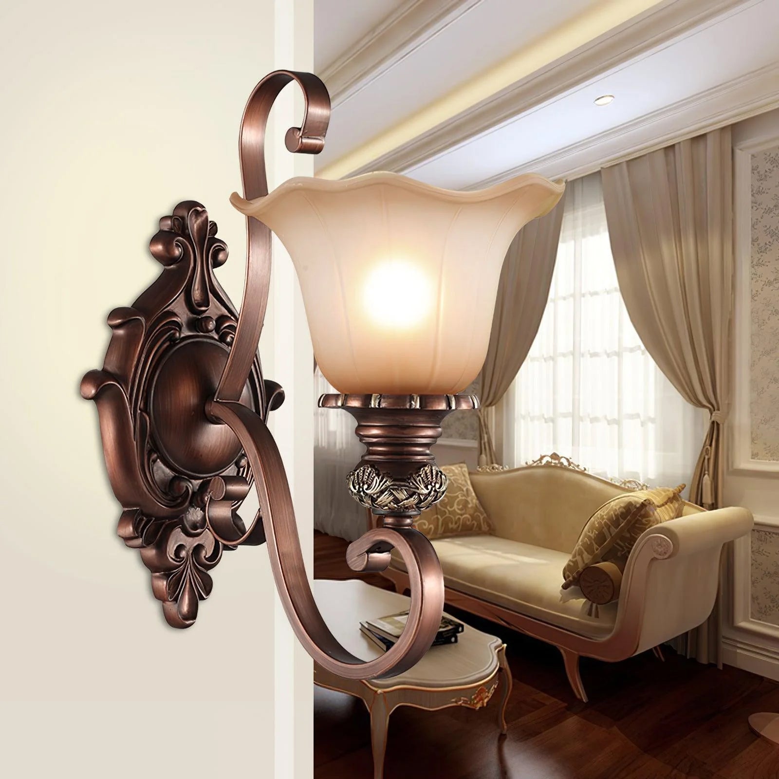Sonoma Valley Vintage Glass Wall Lamp Brushed Copper Indoor Sconce Lighting