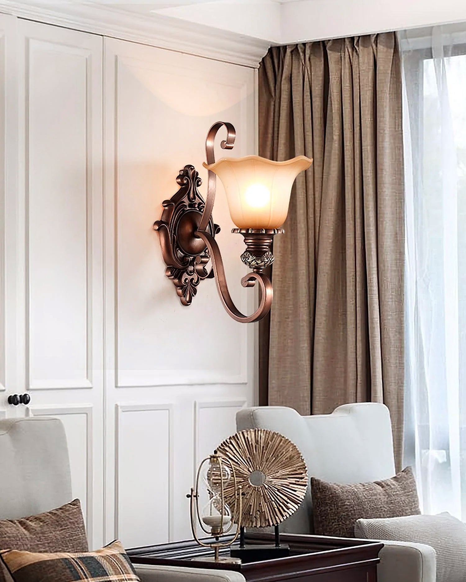 Sonoma Valley Vintage Glass Wall Lamp Brushed Copper Indoor Sconce Lighting