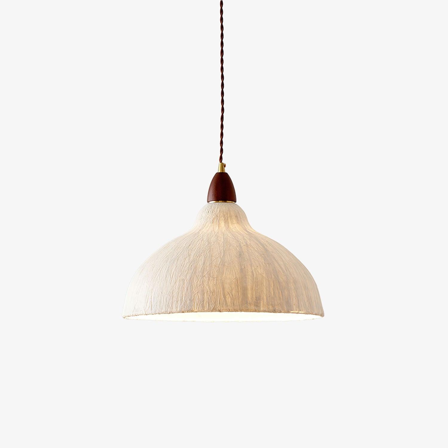 Soren Japanese Style Handmade Rice Paper Pendant Light with Minimalist Wood Accents