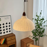 Soren Japanese Style Handmade Rice Paper Pendant Light with Minimalist Wood Accents