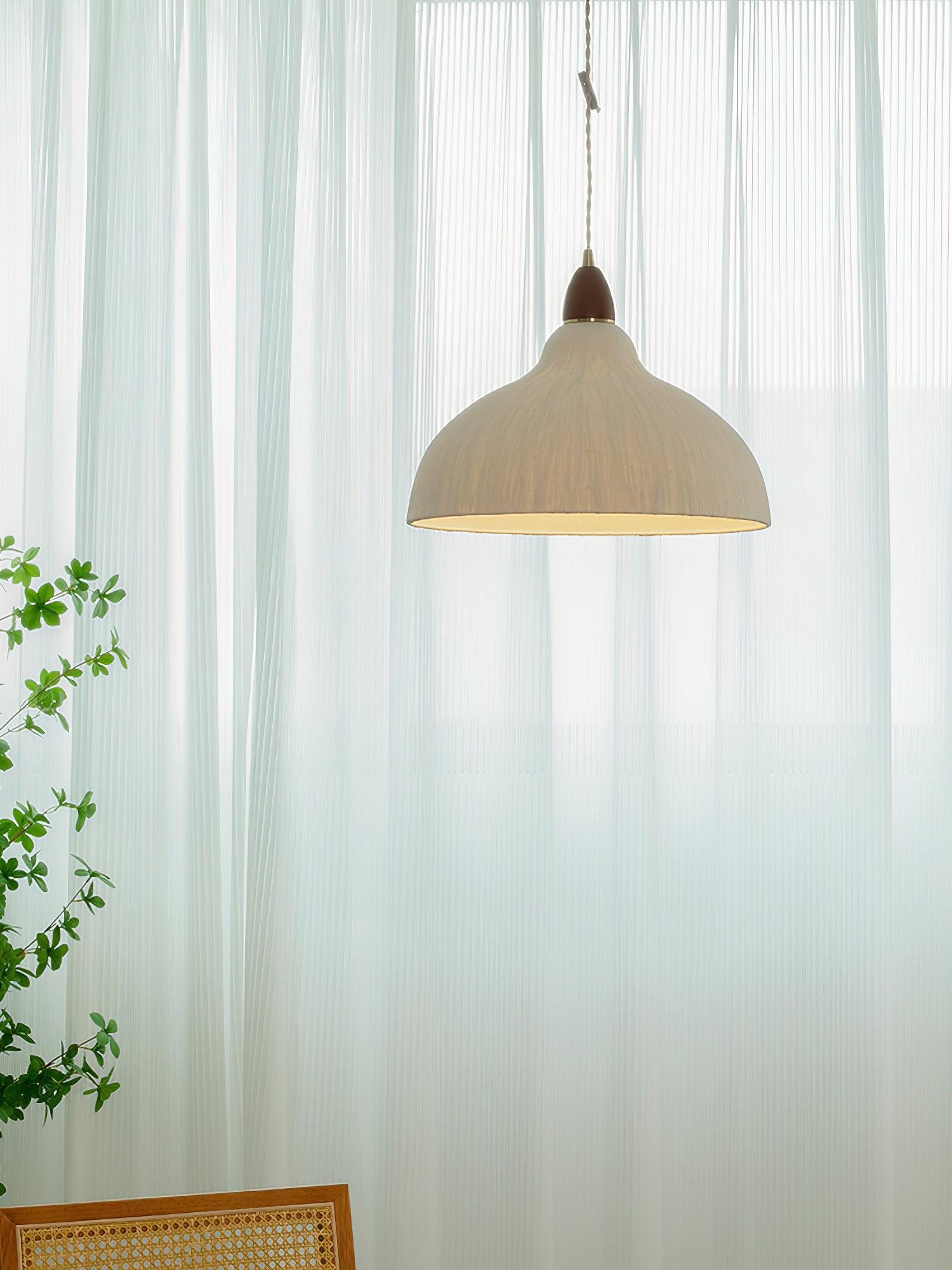 Soren Japanese Style Handmade Rice Paper Pendant Light with Minimalist Wood Accents