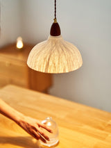 Soren Japanese Style Handmade Rice Paper Pendant Light with Minimalist Wood Accents