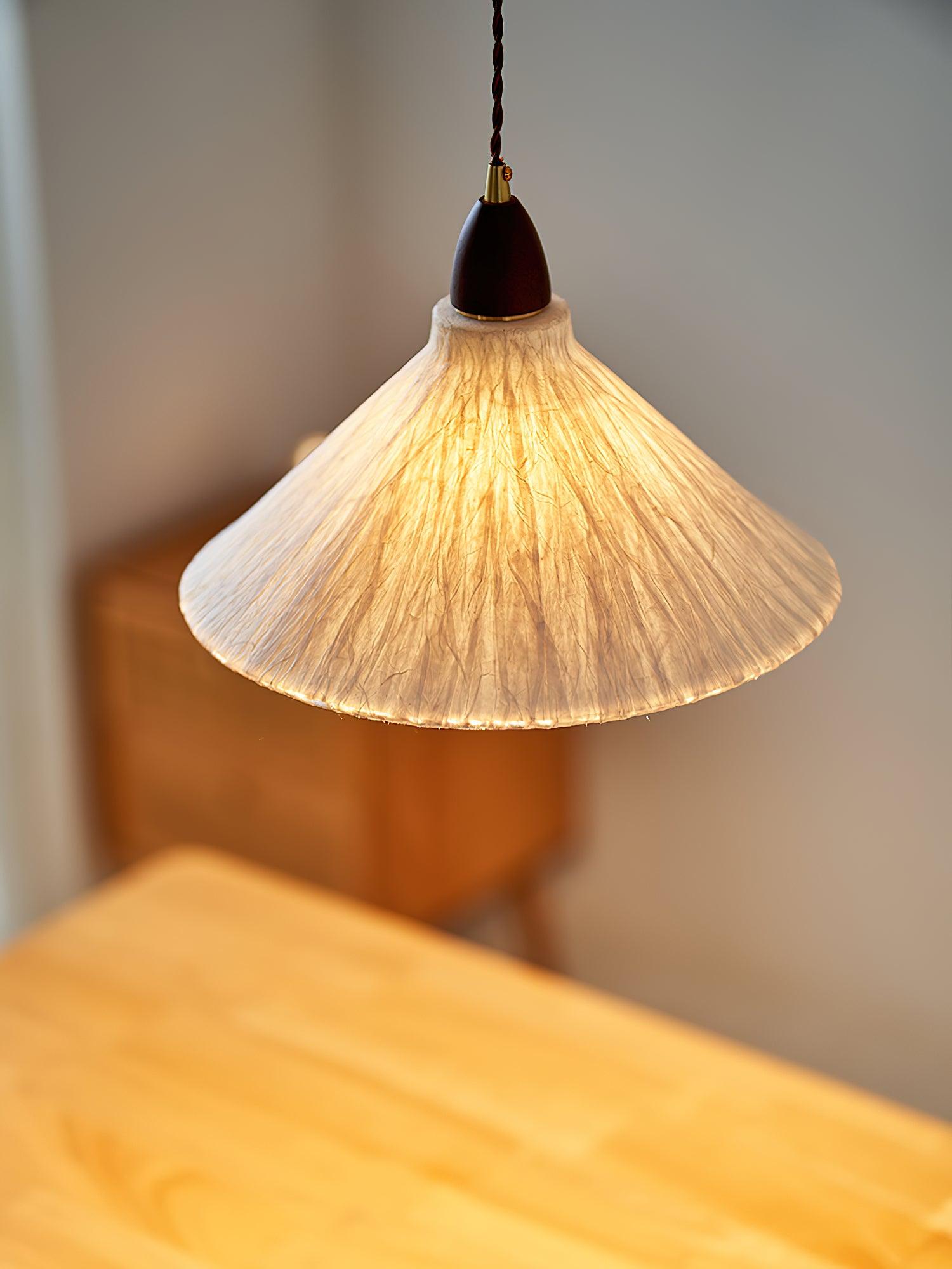 Soren Japanese Style Handmade Rice Paper Pendant Light with Minimalist Wood Accents