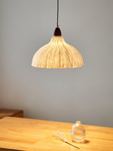 Soren Japanese Style Handmade Rice Paper Pendant Light with Minimalist Wood Accents