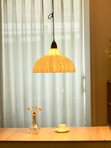 Soren Japanese Style Handmade Rice Paper Pendant Light with Minimalist Wood Accents