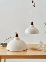 Soren Japanese Style Handmade Rice Paper Pendant Light with Minimalist Wood Accents