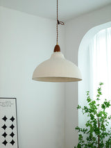 Soren Japanese Style Handmade Rice Paper Pendant Light with Minimalist Wood Accents