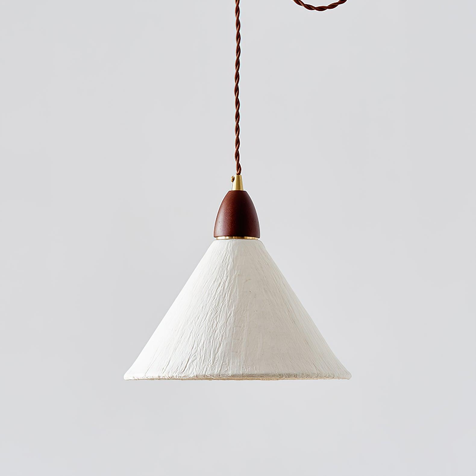 Soren Japanese Style Handmade Rice Paper Pendant Light with Minimalist Wood Accents