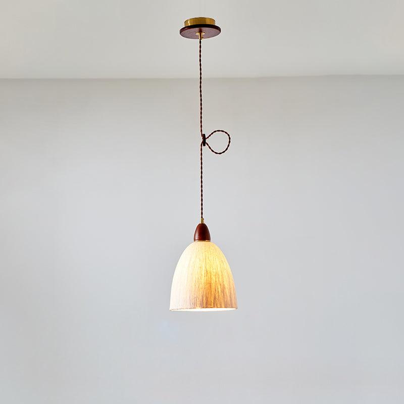 Soren Japanese Style Handmade Rice Paper Pendant Light with Minimalist Wood Accents