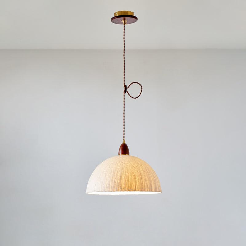 Soren Japanese Style Handmade Rice Paper Pendant Light with Minimalist Wood Accents