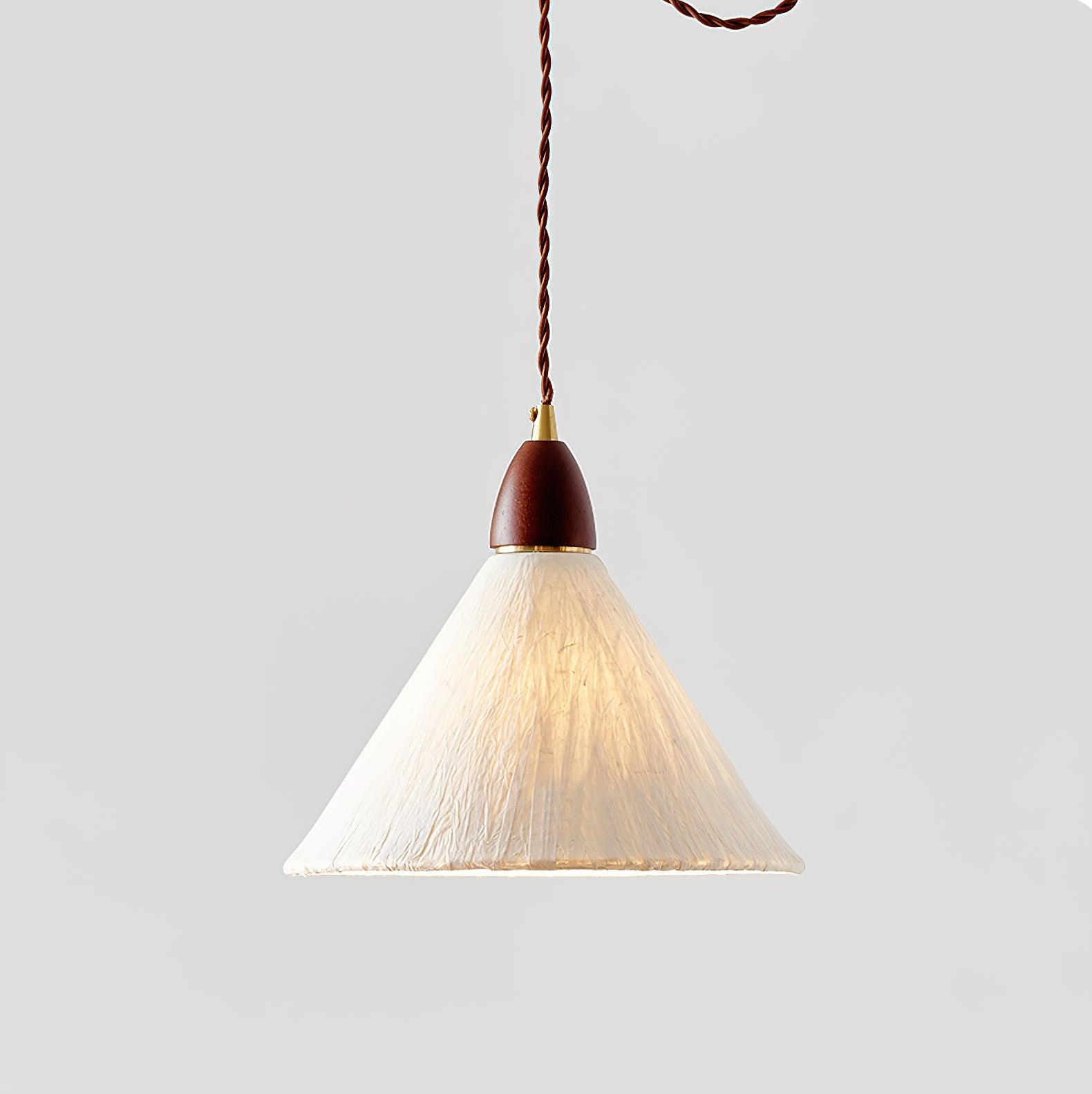Soren Japanese Style Handmade Rice Paper Pendant Light with Minimalist Wood Accents
