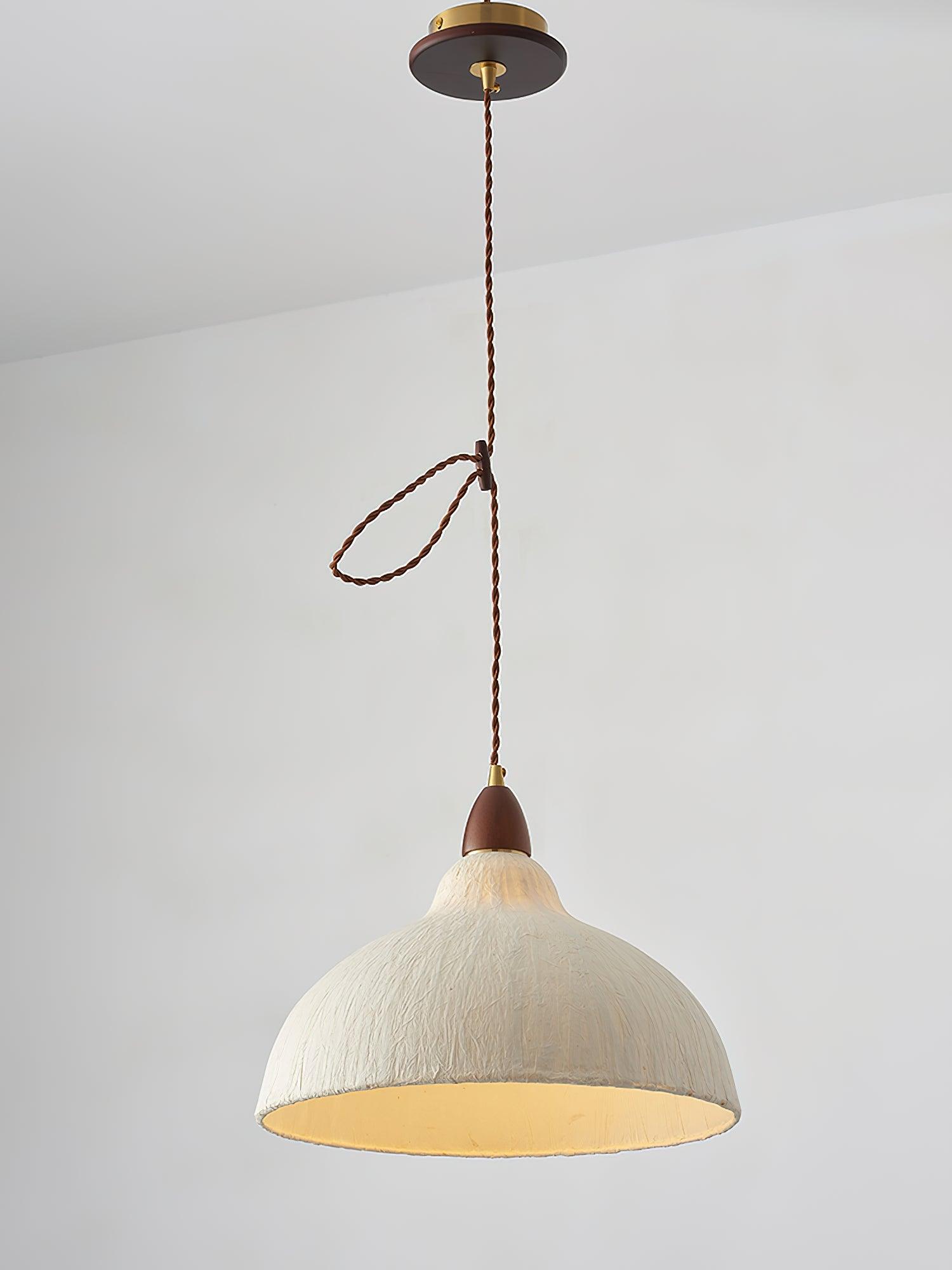 Soren Japanese Style Handmade Rice Paper Pendant Light with Minimalist Wood Accents