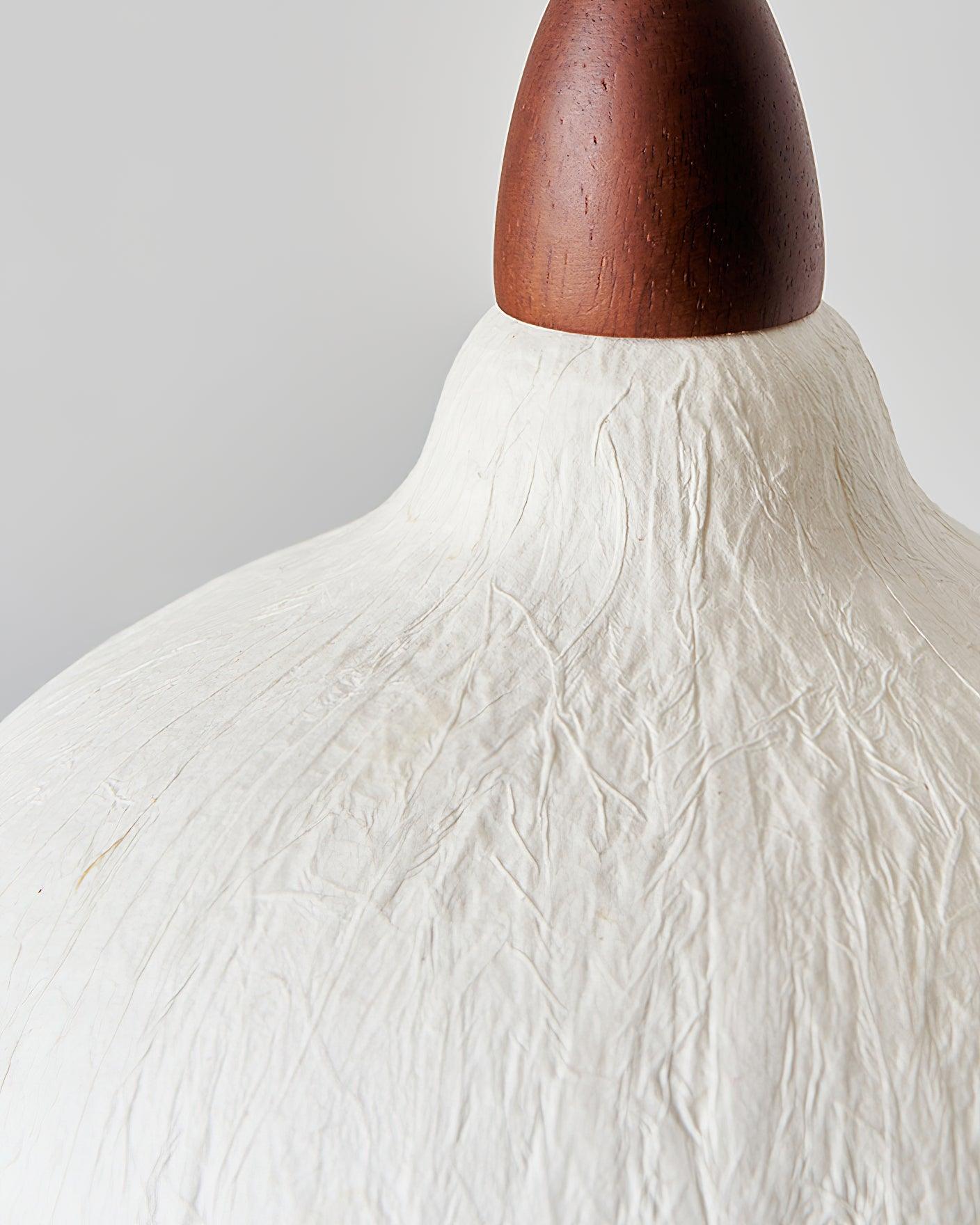 Soren Japanese Style Handmade Rice Paper Pendant Light with Minimalist Wood Accents