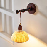 Soren Walnut Wood and Rice Paper Wall Sconce Japanese Minimalist Indoor Light Fixture