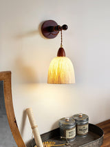 Soren Walnut Wood and Rice Paper Wall Sconce Japanese Minimalist Indoor Light Fixture