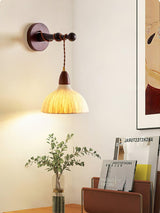 Soren Walnut Wood and Rice Paper Wall Sconce Japanese Minimalist Indoor Light Fixture