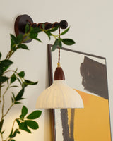 Soren Walnut Wood and Rice Paper Wall Sconce Japanese Minimalist Indoor Light Fixture
