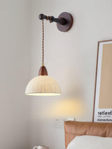 Soren Walnut Wood and Rice Paper Wall Sconce Japanese Minimalist Indoor Light Fixture