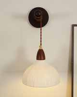 Soren Walnut Wood and Rice Paper Wall Sconce Japanese Minimalist Indoor Light Fixture
