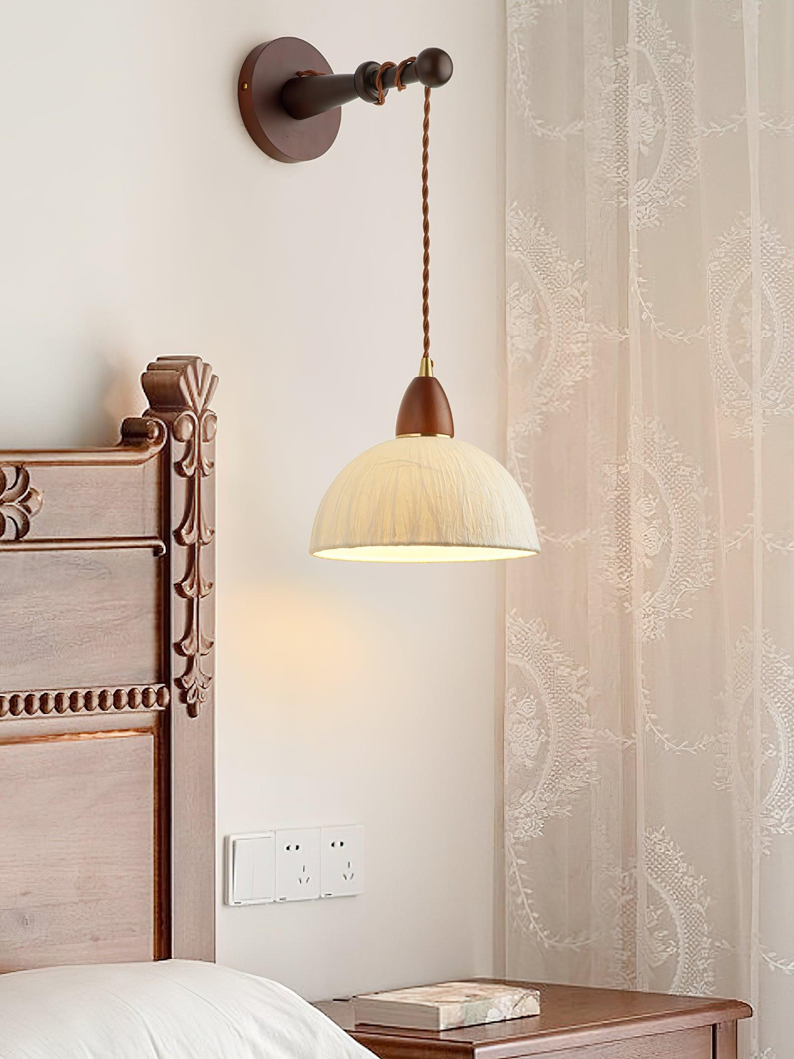 Soren Walnut Wood and Rice Paper Wall Sconce Japanese Minimalist Indoor Light Fixture