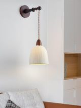 Soren Walnut Wood and Rice Paper Wall Sconce Japanese Minimalist Indoor Light Fixture