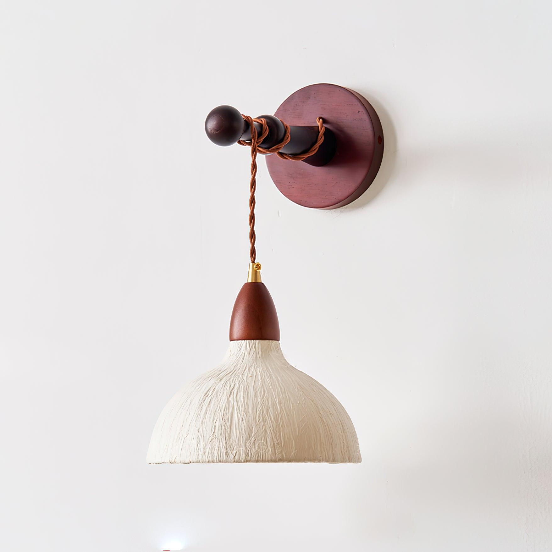 Soren Walnut Wood and Rice Paper Wall Sconce Japanese Minimalist Indoor Light Fixture