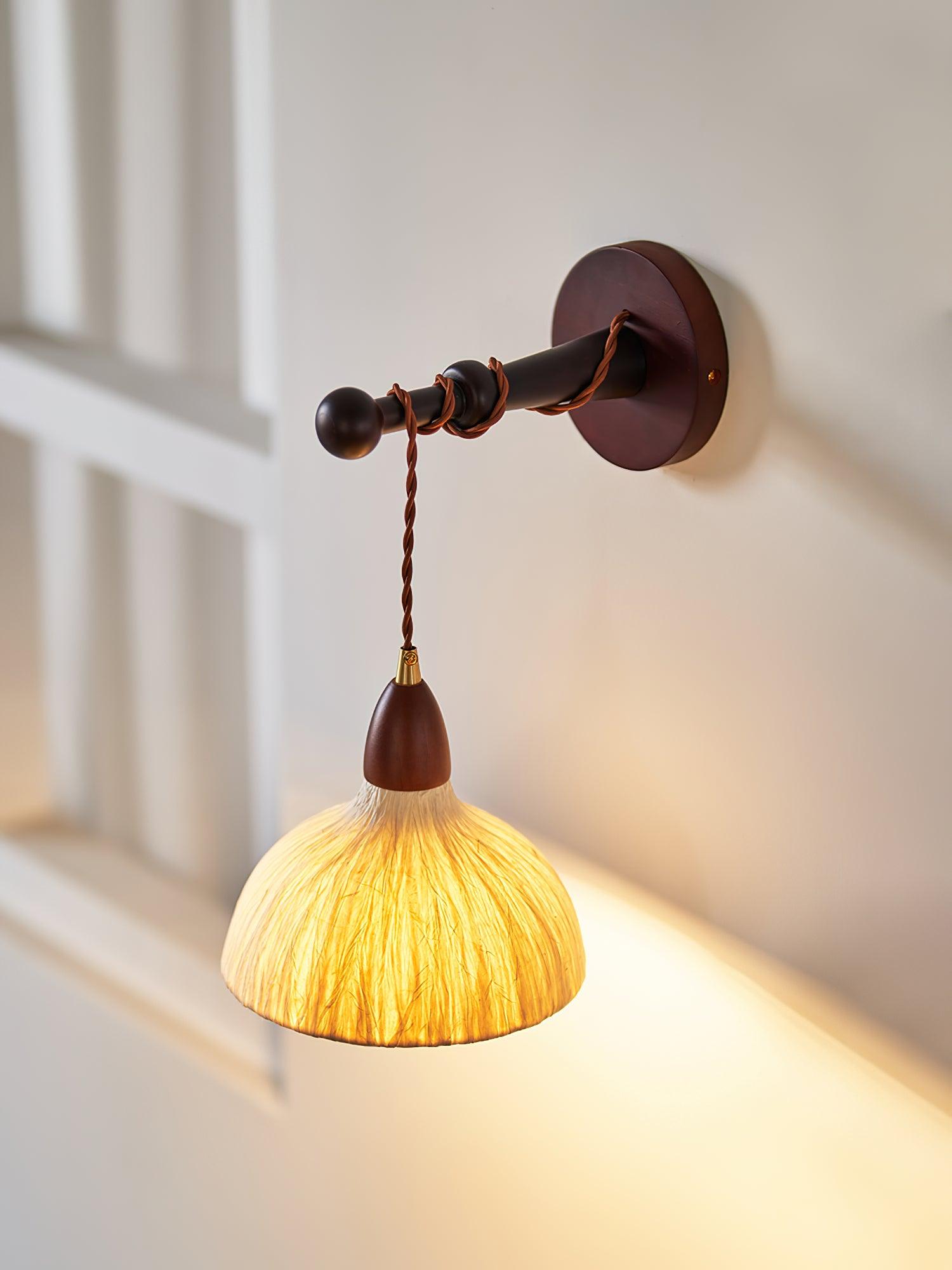 Soren Walnut Wood and Rice Paper Wall Sconce Japanese Minimalist Indoor Light Fixture