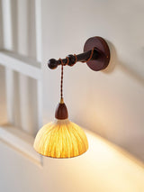 Soren Walnut Wood and Rice Paper Wall Sconce Japanese Minimalist Indoor Light Fixture